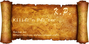 Kilián Péter névjegykártya